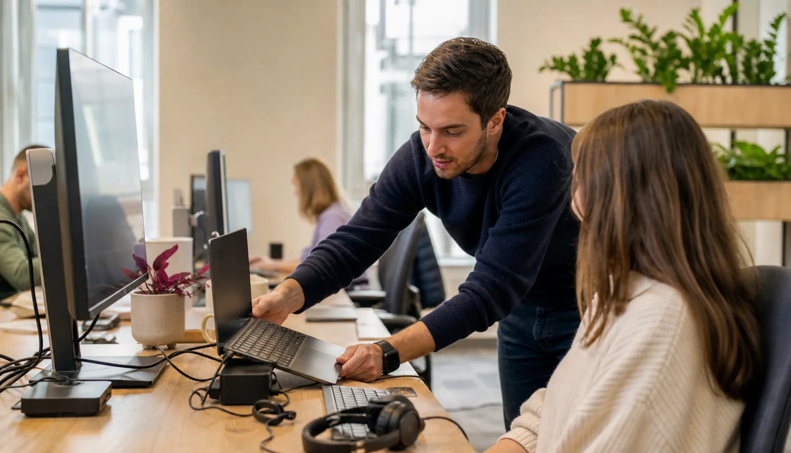 Een team werkt samen binnen een beheerde digitale werkplek